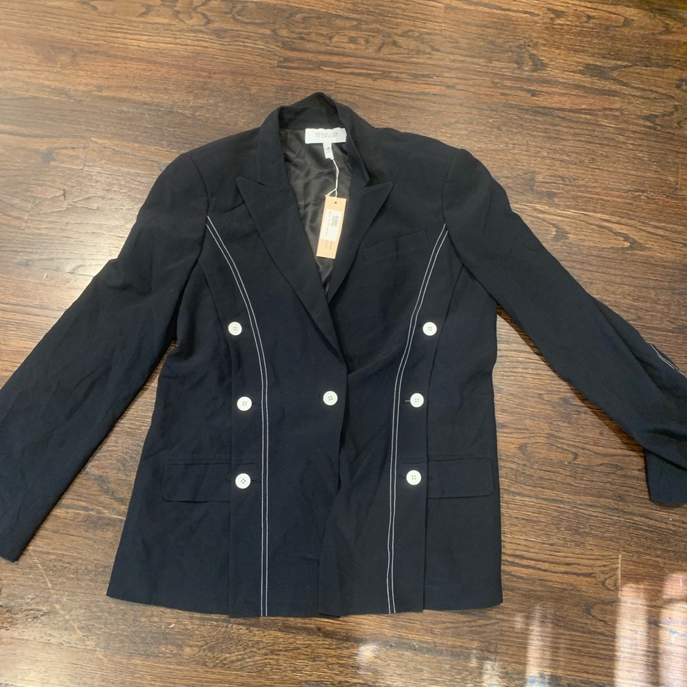 NWT Derek Lam Crosby black blazer white buttons - Picture 5 of 7
